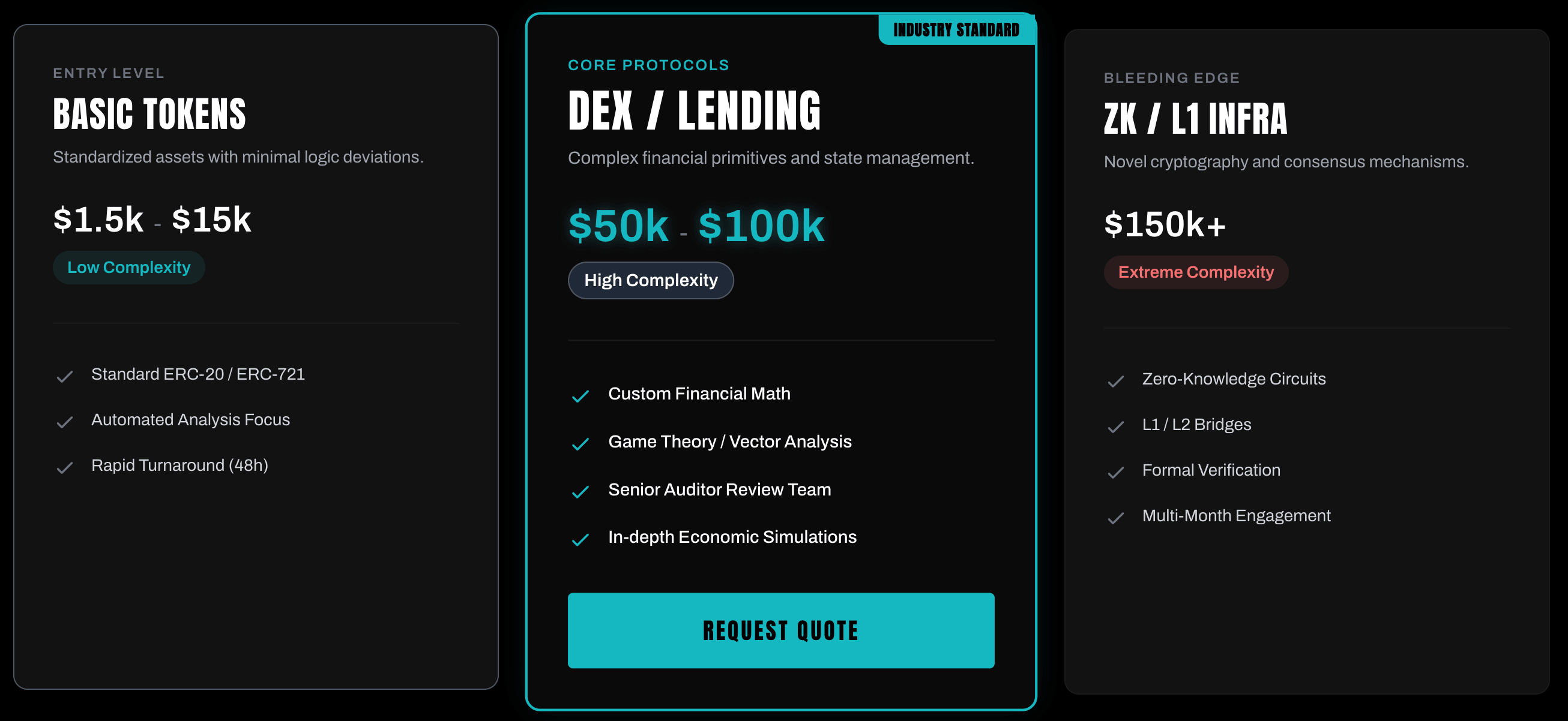 2026 Pricing Tiers Cards: Commoditized vs Standard DeFi vs Infrastructure